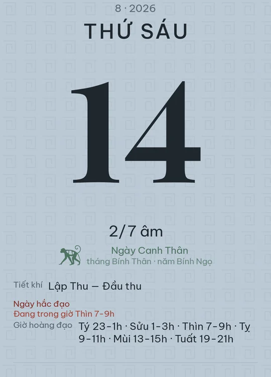 Tờ lịch với giao diện Bạc lam