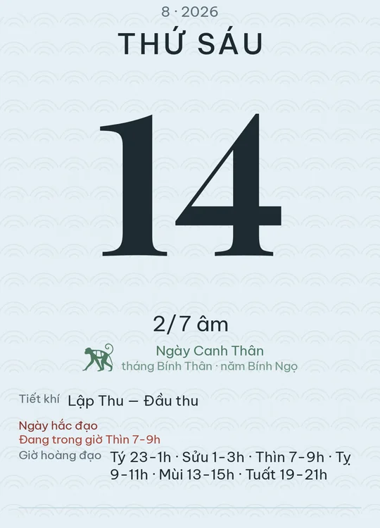 Tờ lịch với giao diện Băng sông