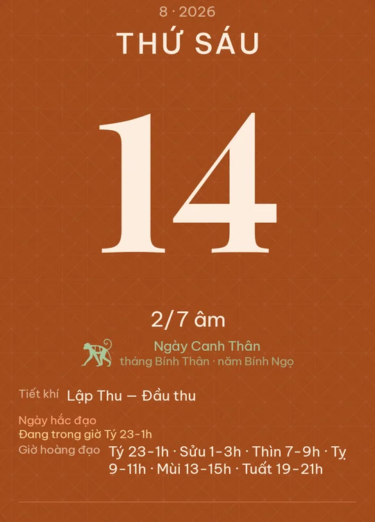 Tờ lịch với giao diện Cam vũ trụ