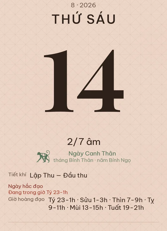 Tờ lịch với giao diện Hồng kim