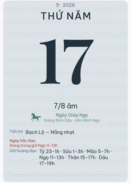 Tờ lịch với giao diện Khói lam