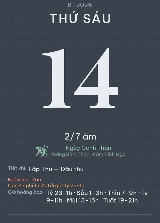 Tờ lịch với giao diện Nguyệt thạch