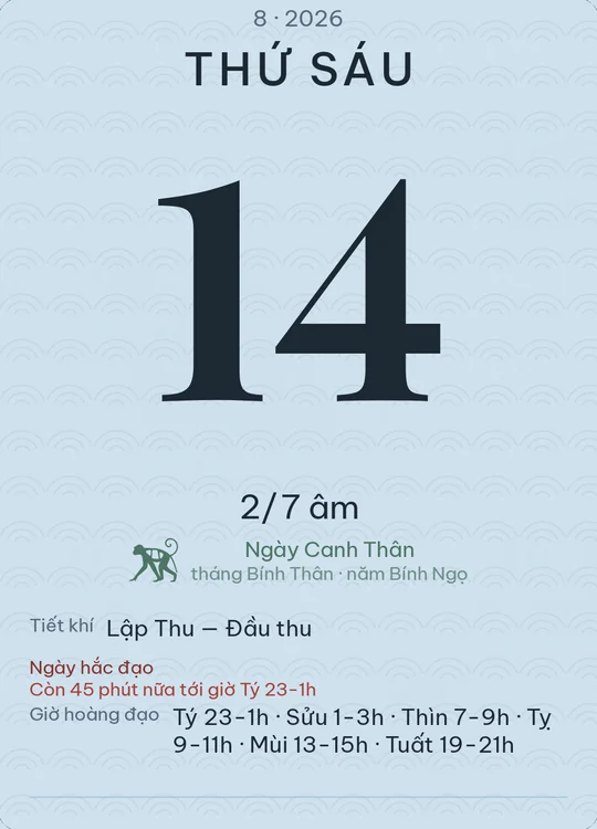 Tờ lịch với giao diện Xanh trời